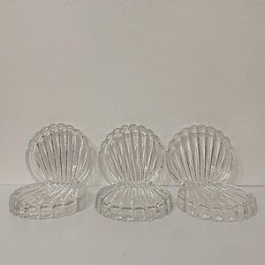 VTG Seashell Ribbed Glass Coasters, Set of 6